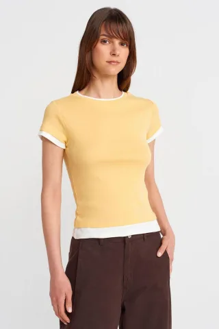 Damen Slim Fit Baumwoll Rundhals T-Shirt