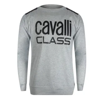 Cavalli Class - Graues Sweatshirt Mit Schulterverstärkung