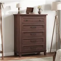 GarveeMore Schubkastenkommode Retro Highboard Schubkastenkommode Hochkommode Kombikommode Vertiko, 5 Schubladen Holzkommoden Nachtkommode großem Stauraum, 40×80×105 cm
