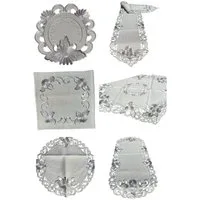 Westernlifestyle Tischdecke Blumen silber / grau Tischläufer Tischdecke