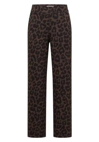 CECIL - High Waist Straight Leg Hose mit Leo-Muster dark toffee brown - Gr. - 30