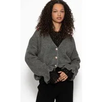 SASSYCLASSY Cardigan Cardigan mit Volants für Damen Weiche Strickjacke mit Knopfleiste und ballonartiger Silhouette