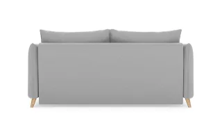 BRUNO Schlafsofa 160cm in Hellgrau | Pillow | stabiles Massivholz & Boxspringkomfort