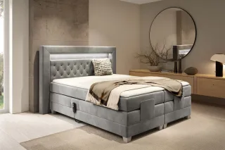 Boxspringbett Elektrisch Bett ARMANDO 140x200cm in Stoff Fresh Grau