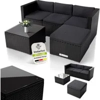Juskys Gartenlounge-Set Punta Cana, (Set, Sitzgruppe), Polyrattan Sitzgarnitur mit 1 Tisch, 1 Sofa und 1 Hocker
