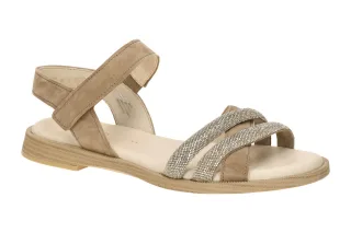 Gabor 85.501 Damen Sandalette beige sand Riemchen Klettverschluss Blockabsatz