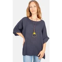 Seasons of April Kurzarmbluse LINA OVERSIZED Weit geschnittene Leinenbluse