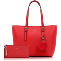TAN.TOMI Shopper Handtasche Damen mit Geldbörse und Schlüsselanhänger, Groß Damen Handtasche, ​Geschenke für Frauen in schlichter Optik