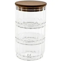 Mulex Aufbewahrungsdose Aufbewahrungsbehälter aus Glas mit Holzdeckel, 3-teilig - stapelbar (4 St), stapelbar