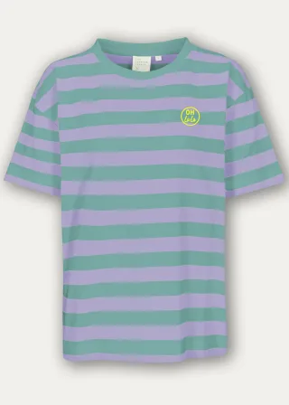THE FASHION PEOPLE - Striped T-Shirt embroidery green glow stripe - Gr. - L