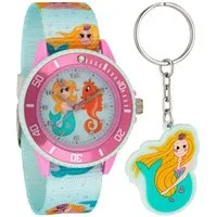 Miraval Quarzuhr Kinderarmbanduhr Textilarmband Schlüsselanhänger, mit Schlüsselanhänger Analog Glas Quarzuhrwerk 35 cm Textil 17 mm