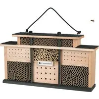 WONDERMAKE Insektenhotel Holz, Bienenhotel Bienenhaus Insektenhaus Wildbienenhotel Insekten, Wildbienen Nisthilfe groß, hängend / stehend Garten Balkon wetterfest