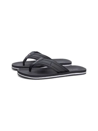 Tommy Hilfiger Zehentrenner "HILFIGER PADDED BEACH SANDAL" Sommerschuh, Flats, Strandschuh mit Ziersteppung