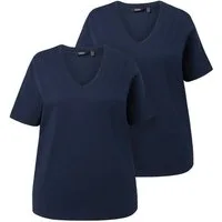 Ulla Popken T-Shirt T-Shirt Doppelpack V-Ausschnitt Regular Halbarm