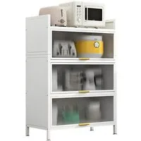 FOXSPORT Mehrzweckschrank Küchenschrank Vorratschrank (mit 4/5 Ablagen, Traglast von 20 kg pro Ebene) mit transparenten Türen, staub- und fettbeständig, Breiterer Zähler