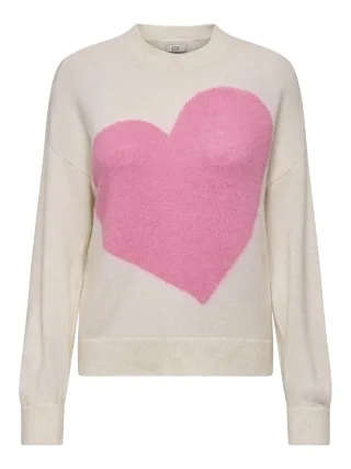 JDY - JDYLOVELLA L/S HEART PULLOVER KNT cloud dancer - Gr. - L