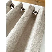 novumfix Vorhang Ösenvorhang beige dezent gemustert blickdicht 140x260cm(BxH), abdunkelnd, hochwertiger Jacquard, extra lang