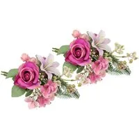Kunstblume Kunstblumen-Strauß Rosen Lilien Hortensie, I.GE.A., Höhe 35 cm, Blumenstrauß Bouquet Blume Grabschmuck Aufleger Grabdeko
