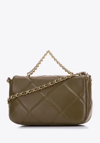 Wittchen Damenhandtasche, gesteppt mit Quadraten an einer Kette, klein, grün
