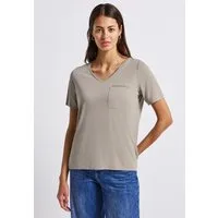 STREET ONE T-Shirt mit Schmuckdetails und V-Ausschnitt