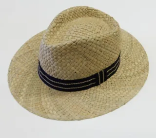 COMMANDER Finest Clothing - Strohhut mit Stoffband dry sand - Gr. - 57