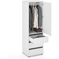 KOMTO Garderobenschrank CUBE 60-90 cm Mit Fächern Schubladen Kleiderschrank Schrank Mehrzweckschrank mit Türig & Schubladen Garderobenschrank Flur 192 cm
