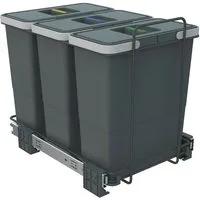 SO-TECH® Mülltrennsystem Abfallsammler Ecofil PF01 34B4 12+12+12L, mit Deckel voll ausziehbar Korpusbreite ab 40 cm