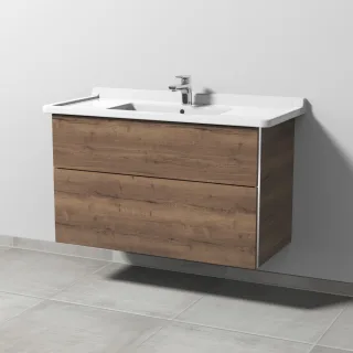 Sanipa 3way Waschtischunterbau zu Duravit Starck 3 Waschtisch mit 2 Auszügen, Eiche-Tabak BR71250