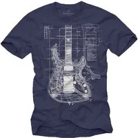 MAKAYA Print-Shirt mit Gitarrenmotiv Herren Musik Geschenke Gitarrenspieler (Schwarz, Blau, Grün, Blaugrau, Grau, Lila, S, M, L, XL, XXL, 3XL, 4XL, 5XL) Baumwolle
