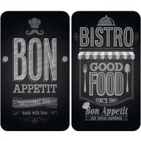 WENKO Herd-Abdeckplatte Universal Modell Bon Appetit, Glas, (Set, 2 tlg), Herdabdeckung für alle Herdarten, kratzfest, mit rutschfesten Füßen