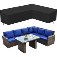Sunicol Gartenmöbel-Schutzhülle L-Form Abdeckung für Gartenmöbel, Wasserdicht, Winddicht, Anti-UV, Staubdicht, Oxford Gewebe, für Outdoor Sofa Tisch Möbelsets, Schwarz