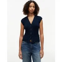 Tommy Hilfiger Strickweste MID GG CABLE VEST CARDI Baumwolle, mit Zopfstrickmuster