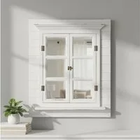 Mucola Wandspiegel Wandspiegel Spiegel Bilderrahmen Fensterladen Fotorahmen Dekospiegel (Stück, 1 x Spiegel mit 2 Türen, Farbe Braun), Mit Fensterläden, Wandspiegel, Platz für 6 Fotos
