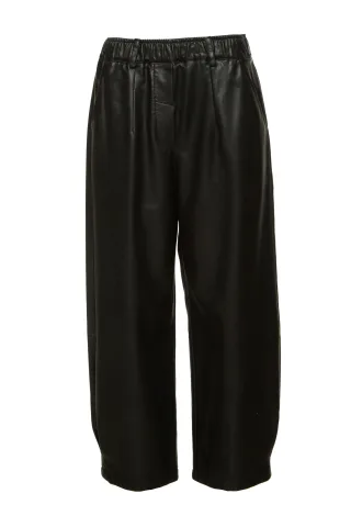 bsb - Hose in Lederoptik mit Gummizug schwarz - Gr. - S