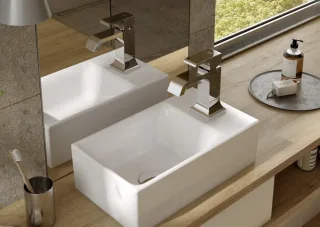 TOTO Aufsatzhandwaschbecken CS, eckig, 40 cm, mit Hahnloch, ohne Überlauf LW1634WH
