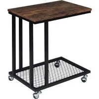 Woltu Couchtisch, Beistelltisch mit Rollen aus MDF Metall Industriedesign