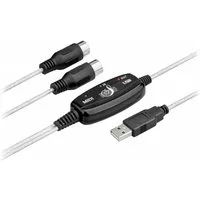 Bolwins B60 Midi Kabel Adapter Konverter für USB Kabel PC zu Musik Keyboard 2m Audio-Kabel, USB Typ-A Stecker, 2× 5-pol DIN MIDI Stecker (IN/OUT) (200 cm), Stabile MIDI IN/OUT Verbindung