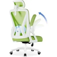 Adormii Bürostuhl Ergonomischer Bürostuhl mit klappbaren Armlehnen und Rückenlehnen (Drehstuhl mit Drehbare, höhenverstellbarer Kopfstütze, geräuscharme Rollen, 90°-135° Wippfunktion Bürostuhl, belastbar bis 150kg, Netz atmungsaktiv, Chefsessel), Lei