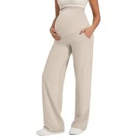 G4Free Umstandshose Damen Umstandshose Jogginghosen Slim Fit Yogahose Arbeitshosen Dehnbare Lounge-Hose mit weitem Bein und Taschen