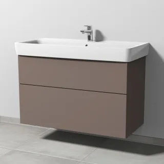 Sanipa 3way Waschtischunterbau zu Geberit Renova Plan Waschtisch mit 2 Auszügen, Taupe-Matt SP8811T