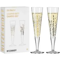 Ritzenhoff Champagnerglas Goldnacht Champagnergläser 205 ml 2er Set, 2-tlg., Kristallglas