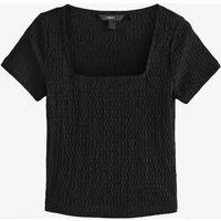 Next T-Shirt Strukturiertes Kurzarm-T-Shirt, eckiger Ausschnitt (1-tlg)