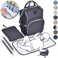 Daliya® Wickeltasche PAKMI Wickelrucksack, Kinderwagentaschen, Mamabag (Set, 5-tlg., Befestigungsriemen), Thermofächer, Schnuller Aufbewahrung, Wickelunterlage, hochwertig