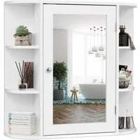 KOMFOTTEU Spiegelschrank Badschrank Hängeschrank Wandschrank mit Ablagen, 66 x 17 x 63 cm
