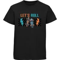 MyDesign24 T-Shirt Kinder Print Shirt Skateboards mit Let´s Roll Aufschrift Bedrucktes Jungen und Mädchen Skater T-Shirt i531