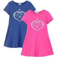 bonprix Jerseykleid (Packung, 2-tlg) für warme Tage, aus Baumwolle, Regular Fit, Kurzarm-Design