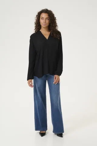 Langarm-Bluse Regular fit Black