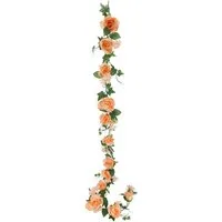 Kunstblume Girlande Rosen mit Blüten 185cm für Hochzeit Party Garten Geburtstag Rose, I.GE.A., Höhe 185 cm, Rosengirlande Pflanze Dekoblume Blumengirlande Künstlich Seidenblumen