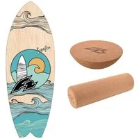 F2 Balanceboard F2 Set Balance Board Surfer 87x32cm + Halbkugel und Korkrolle