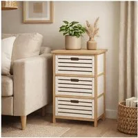 HTI-Living Kommode Kommode Melia 3 Schubladen Lamellen Artisaneiche-Weiß (Stück, 1 St., 1 Kommode)
